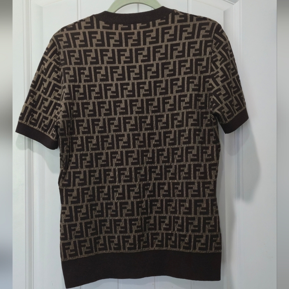 Fendi Brown Monogram Crewneck Sweater Top - Picture 2 of 4